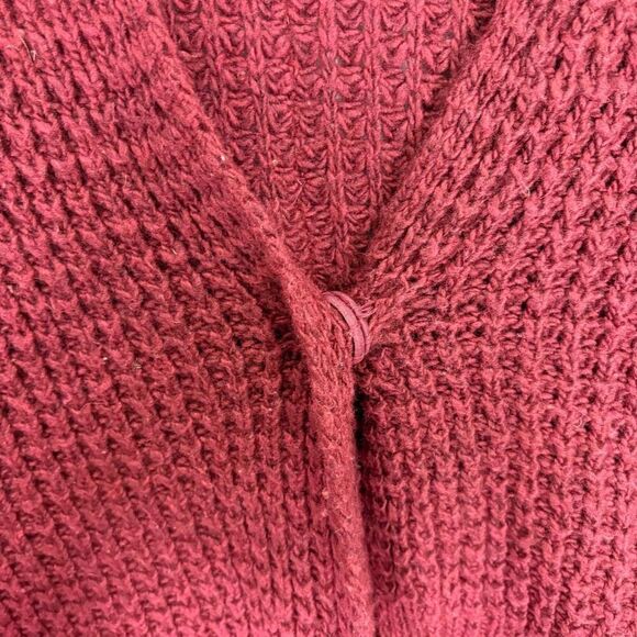 Free People Maroon Open Knit V Neck Boxy Fit Cardigan Oversized Sweater Women's - Picture 6 of 10